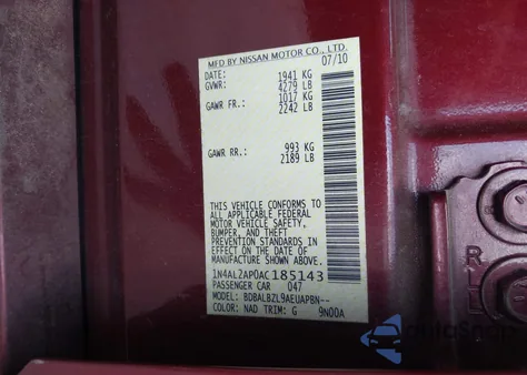 2010 Nissan Altima 2.5 S из США, поврежденный, VIN 1N4AL2AP0AC185143